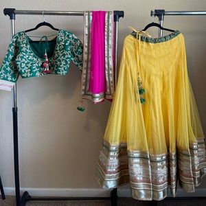 Multi-Colored Lenhga with heavy embroidery Lehenga Outfit (size 38)